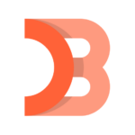 This is the DeBank icon. It is a stylized letter D layered over a letter B. Both letters are orange, but the letter B is a lighter shade for contrast.